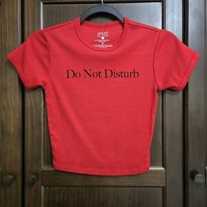 Social Edition Do Not Disturb Graphic Crop Top Tshirt Red Teen Culture Juniors S